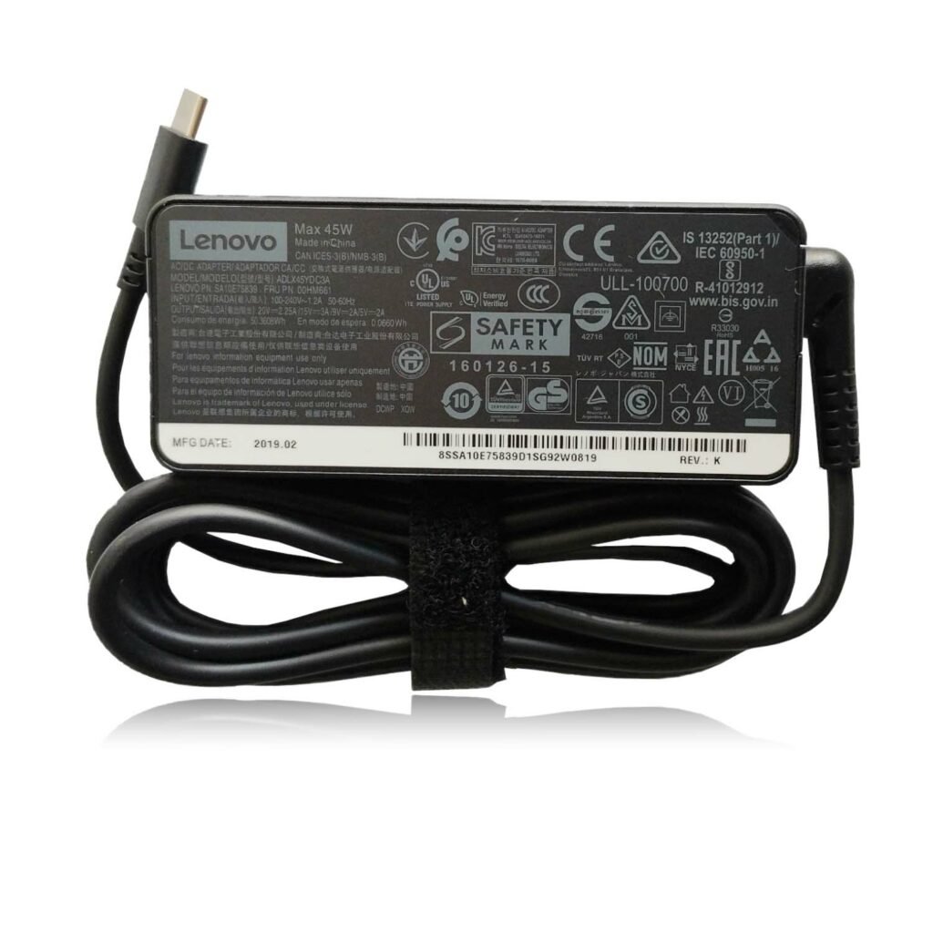 Lenovo 45W Standard AC Adapter Charger (USB Type-C) T470,T470s,T570,X1 Tablet,X1 Carbon,X1 Yoga Series Laptops-- MPN:Lenovo 45W Type-C
