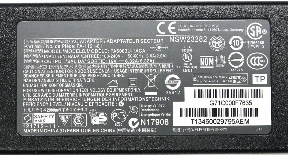Toshiba 19V 6.32A 120W PA-1121-04 PA3717E-1AC3 AC Adapter Charger (CAA3G_TOSH-PB37) - Image 5