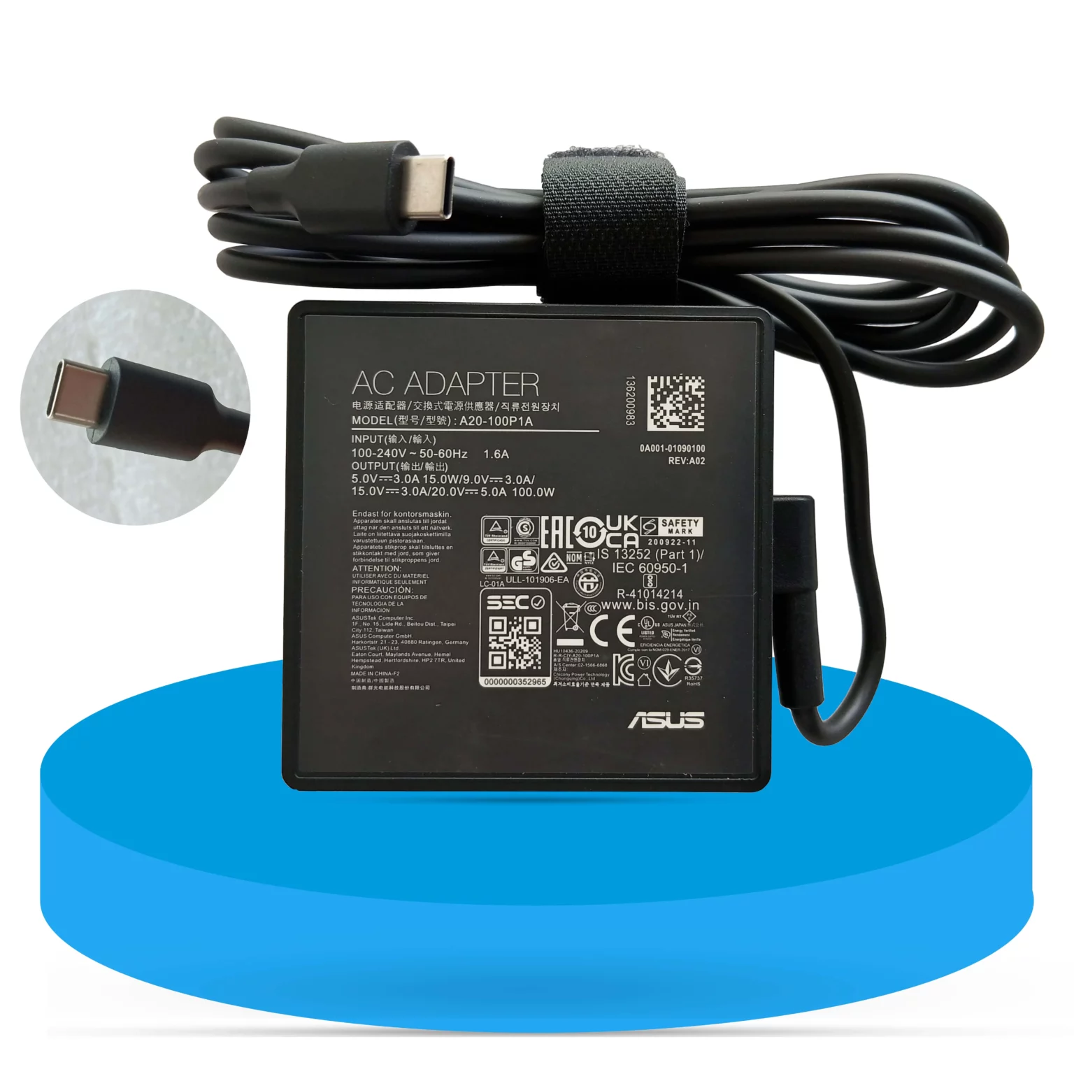 Asus 100W Charger Type-C Laptop A20-100P1A AC- Adapter ( 100-240V) - Image 3