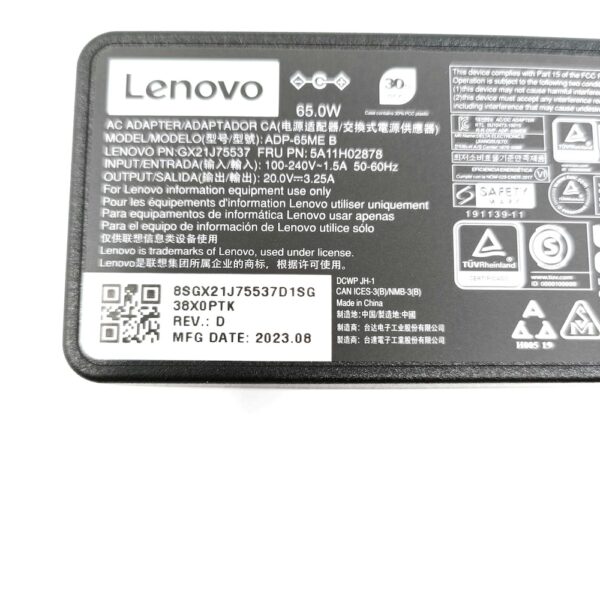 Lenovo GX20L29764 65W Laptop Adapter/Charger with Power Cord for Select Models of Lenovo (Round pin)-- MPN: Lenovo 65W Slim pin - Image 4