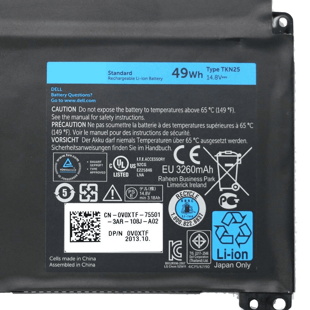 TKN25 Laptop Battery for Dell Vostro 3360 Inspiron 13z-5323 0V0XTF RU485 RU485 TKN25 TRDF3 V0XTF (14.8V 49Wh) - Image 5